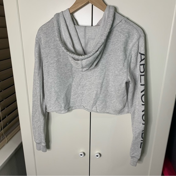 Abercrombie & Fitch Crop Graphic Logo Hoodie Sweatshirt - Picture 9 of 11